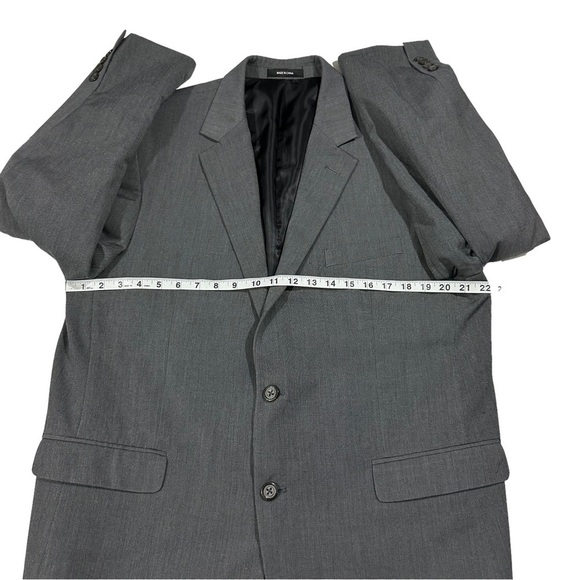 Van Heusen Men Light Grey Crosshatch Pattern 2 Button Suit Jacket Sz 44R EUC - Picture 9 of 12